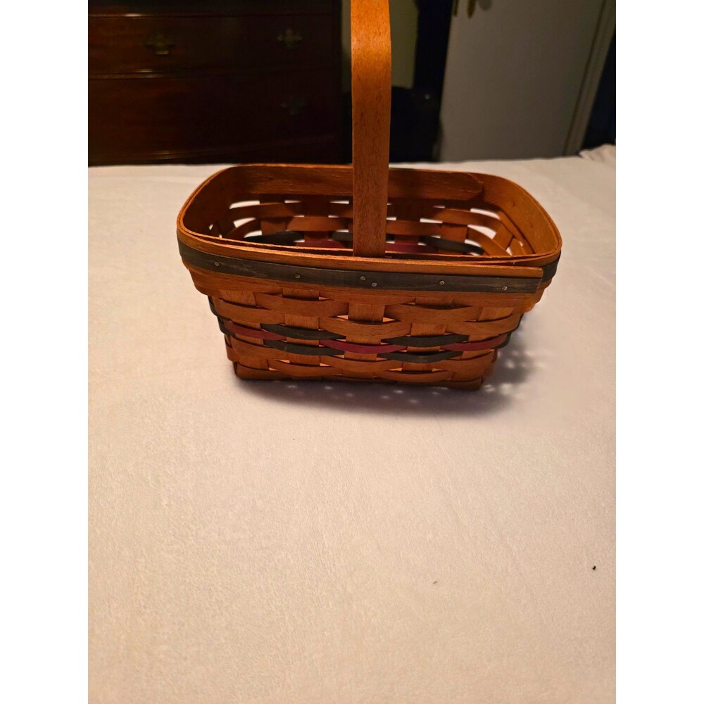 Vintage 1991 Harvest Basket with Tri-Color Weaving